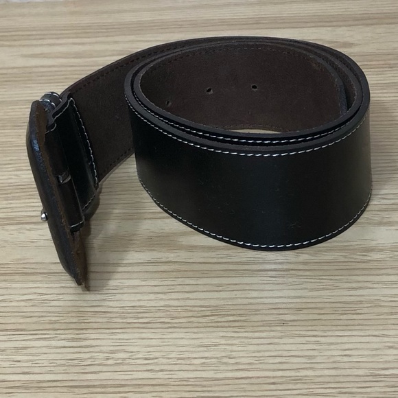 Angelo Tarlazzi Leather Belt Black Wide Size 40 - Picture 4 of 8